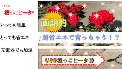 根っこ付近に挿すだけで超簡単、鉢花や植物栽培に超省エネ『根っこヒータ』新発売!!