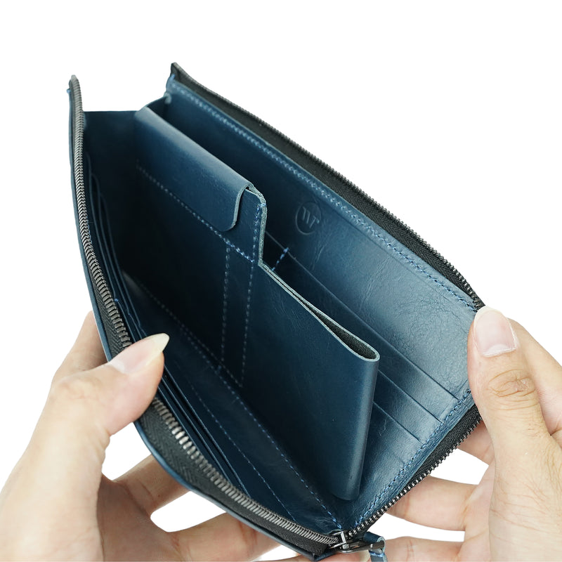 スマートで大容量!丁度いいサイズを目指したこだわり『長財布』ネイビー