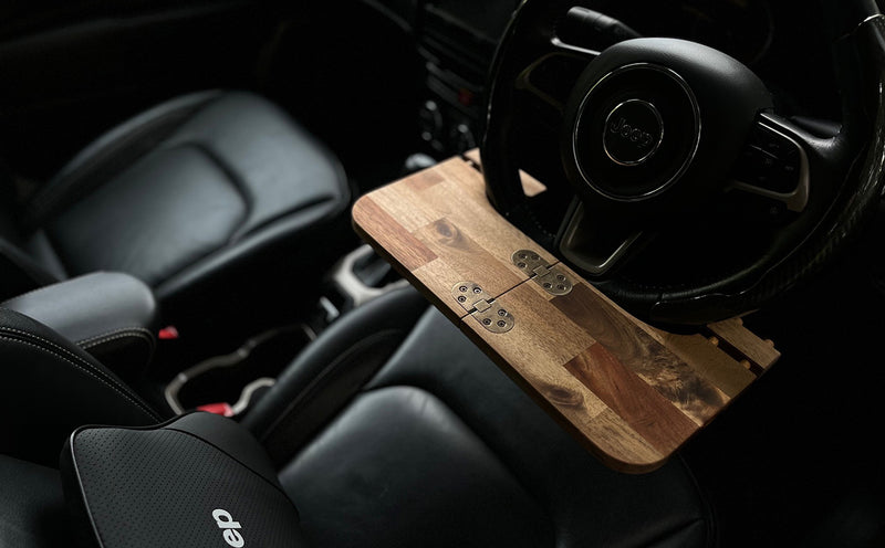 もう誰にも邪魔されない自分だけの秘密基地!移動できる書斎|折りたためる車載デスク(ウォールナット)