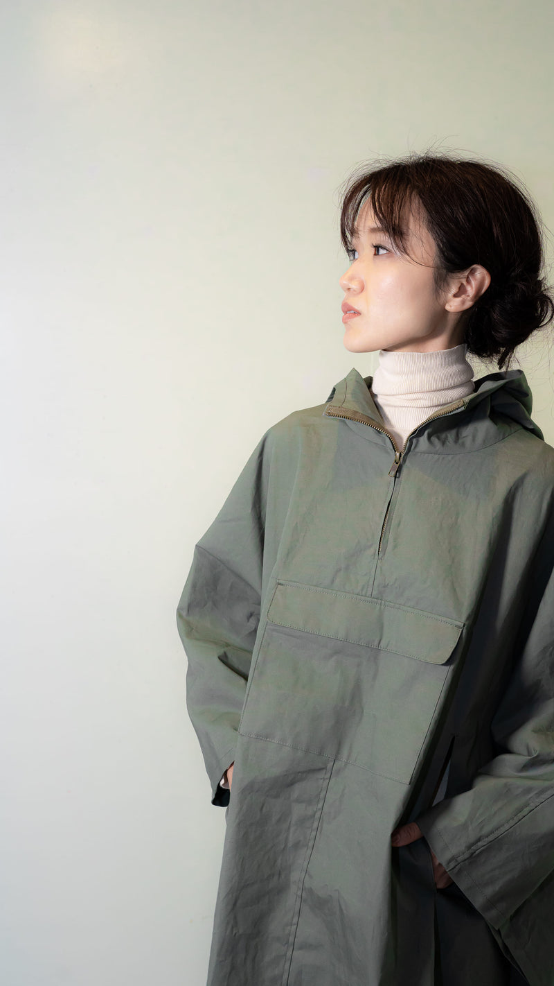 防炎ポンチョ カーキ レディスフリーサイズ