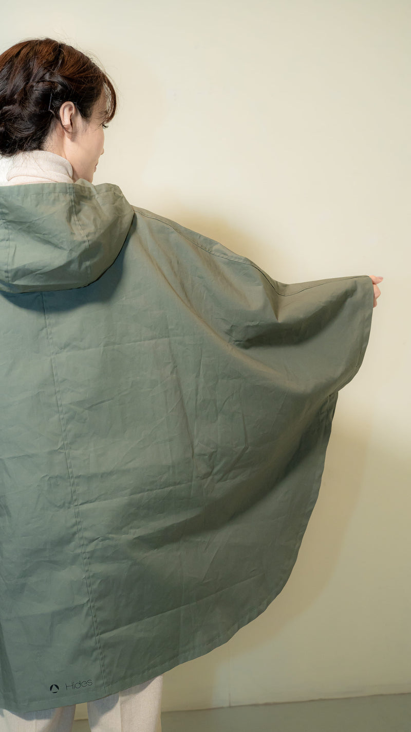 防炎ポンチョ カーキ レディスフリーサイズ