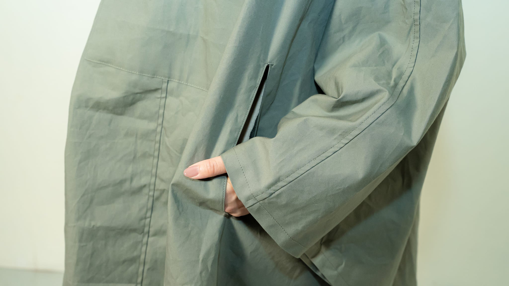 防炎ポンチョ カーキ メンズフリーサイズ