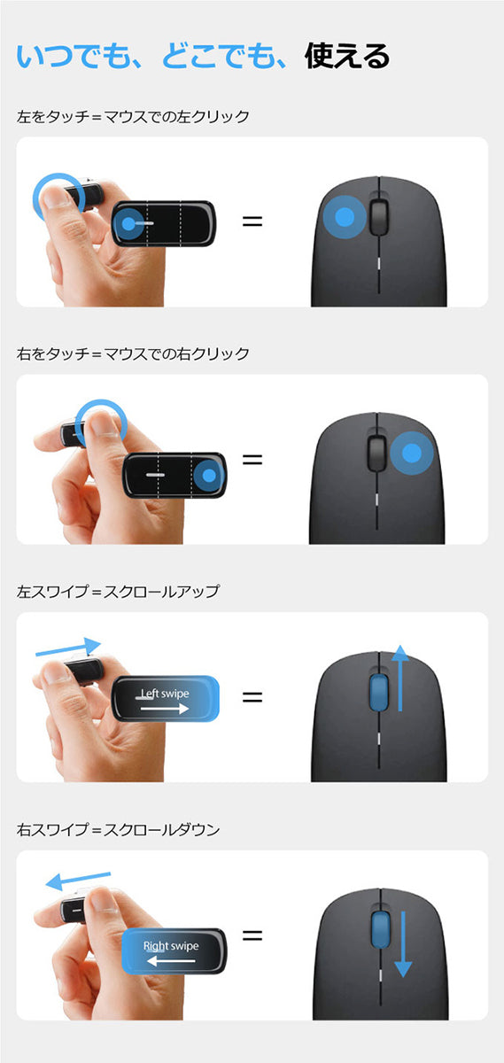 リング型マウス 【VANZY】 フィンガーマウス 指マウス リングマウス 【空中操作】でデバイスを自由にコントロール！