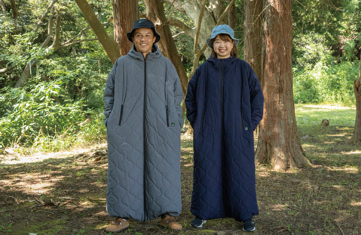 【身体の熱で暖をとる】保温力・伸縮性が進化！着てすぐぽっかぽか、自由に動ける寝袋　「グレー：Mサイズ」