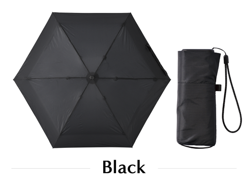 収納時14.8cmの超コンパクト折りたたみ傘【フラットライトマイクロ】（ブラック）