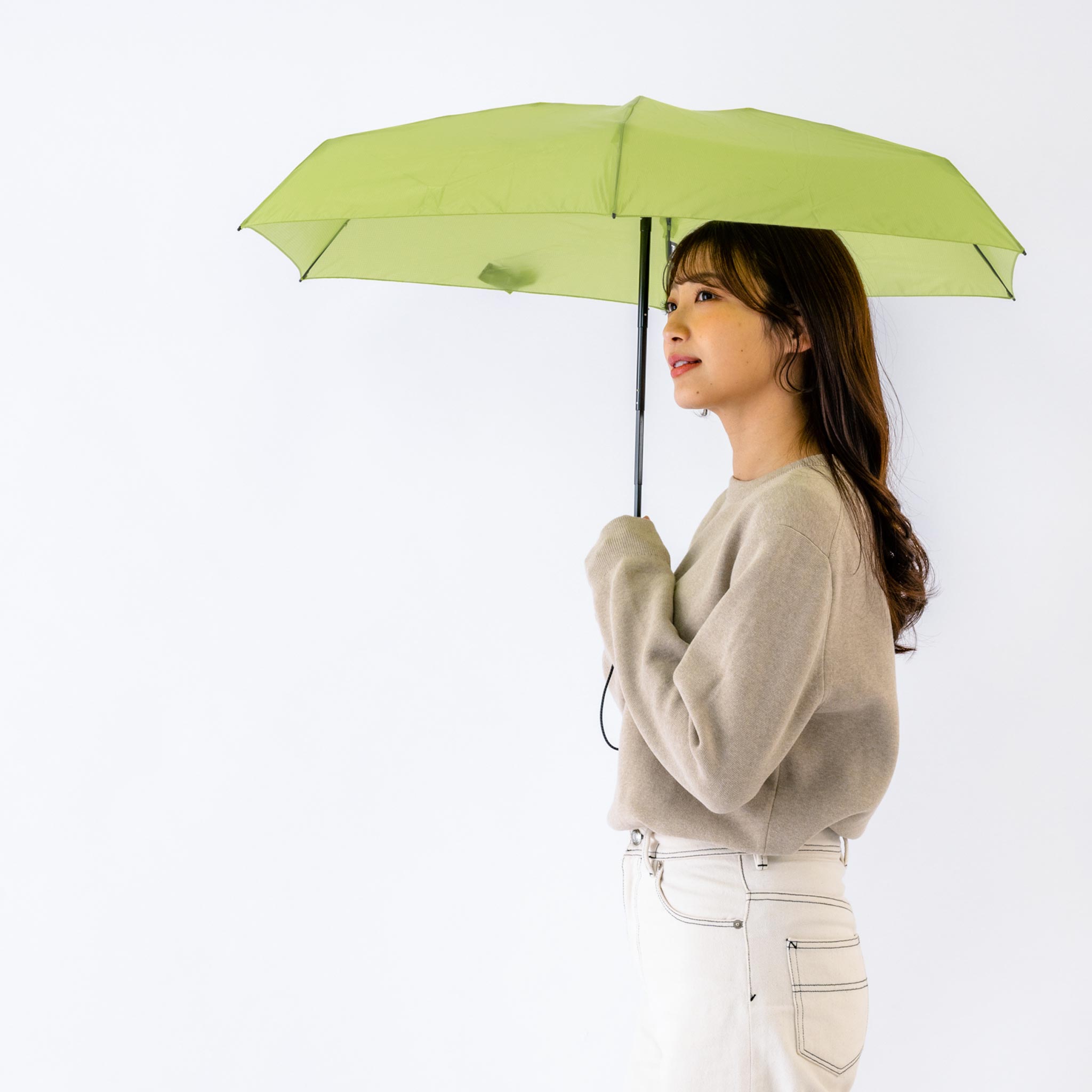 収納時14.8cmの超コンパクト折りたたみ傘【フラットライトマイクロ】（ピスタチオ）