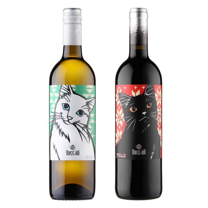 白猫黒猫ワインセット(白ワイン×１，赤ワイン×１）