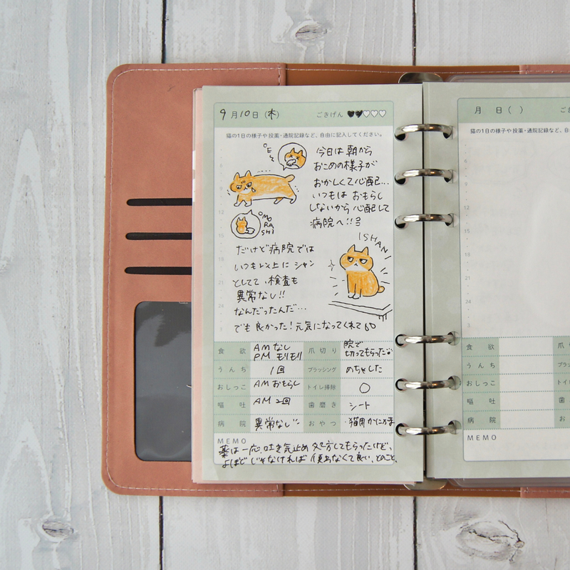 ねこ日記ページ１ヶ月分【バインダー式ねこヘルプ手帳追加オプション】