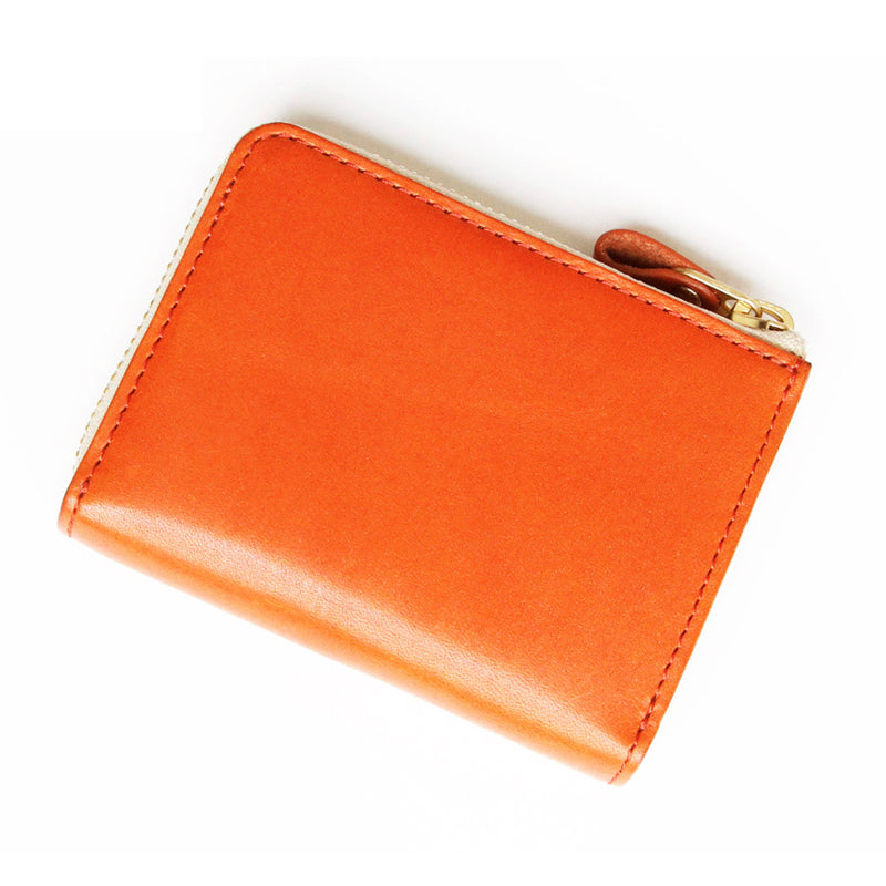 お札が折れない構造でサッと使い易いL字ファスナーミニ財布 SATTO L / ORANGE (赤茶)