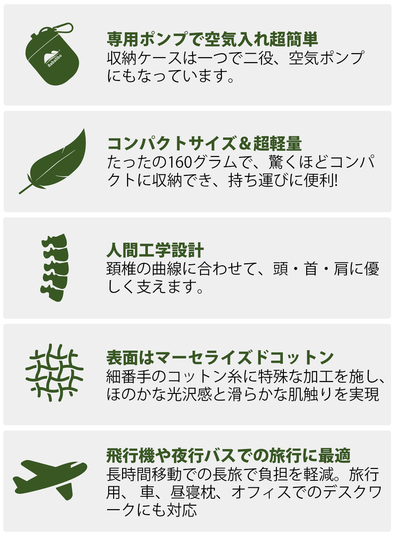 10秒で首が楽になる！収納袋がポンプに変身する超軽量エアーピロー！災害時の枕にも