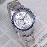 ブルーインパルス×日本製パイロットクロノグラフ腕時計！メンズウォッチ シルバー【空を翔ける航空用回転計算尺】