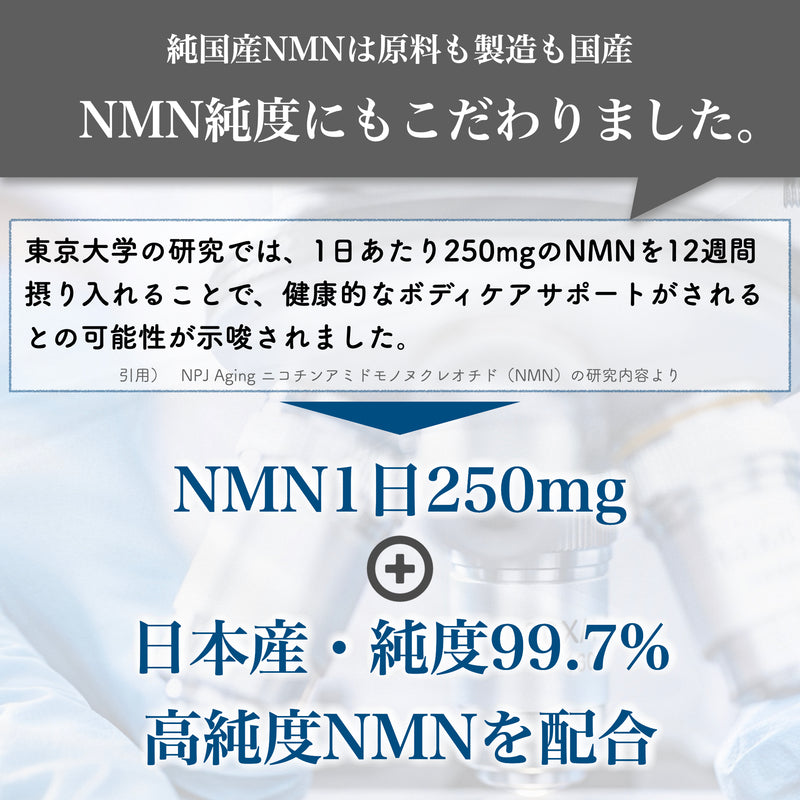 【純国産NMN】原料から製造まで日本製を追求した完全なる純国産NMNサプリメント