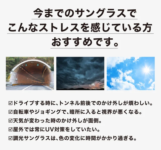 一瞬で眩しさを制御！かけやすさと見やすさを兼ね備えたＡ－ＦＩＴ瞬間調光サングラス