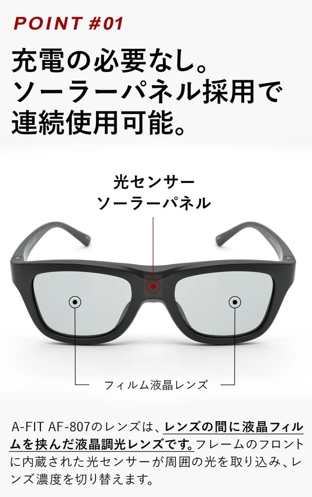 一瞬で眩しさを制御！かけやすさと見やすさを兼ね備えたＡ－ＦＩＴ瞬間調光サングラス