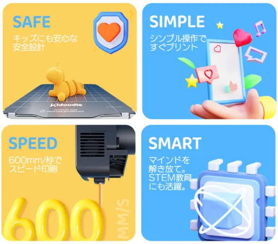 【Kidoodleスタートアップキット】PCもスマホも使わずゲーム感覚で3Dプリント。大人も子供も、すぐに楽しめる！