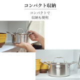 無水調理から1人2人の本格料理まで　5層ステンレス Bergen 両手鍋14cm 1P