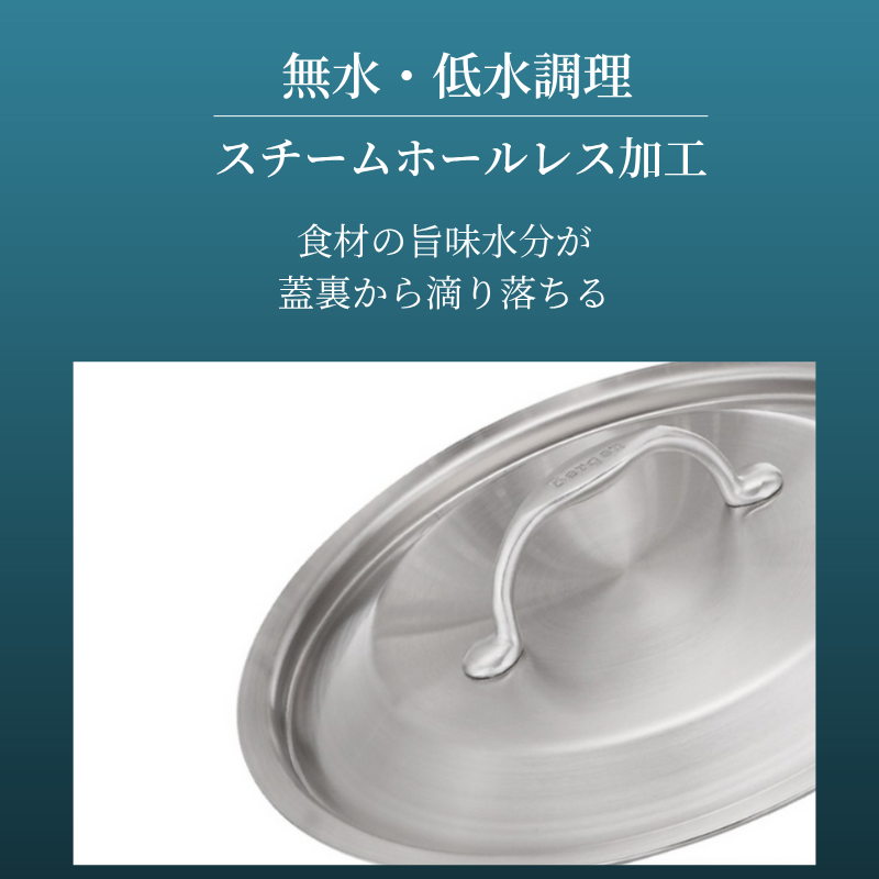 無水調理から1人2人の本格料理まで　5層ステンレス Bergen 両手鍋14cm 1P