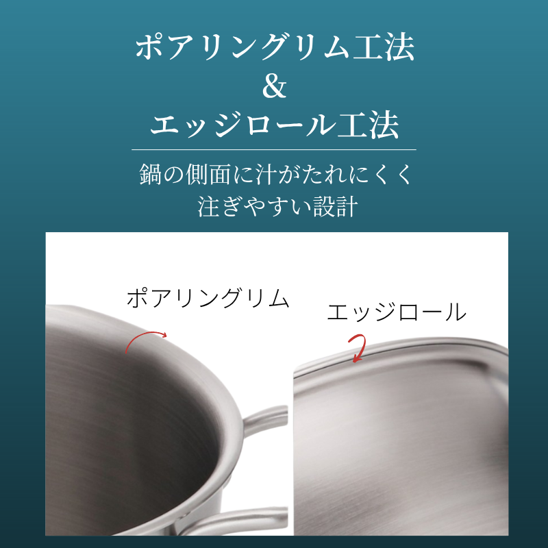 無水調理から1人2人の本格料理まで　5層ステンレス Bergen 両手鍋14cm 1P