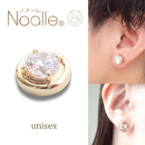 Ｎoalleノアーレ　マグネット式　ノンホールピアス　【片耳】　丸型ゴールド×クリアー　【本体/付属品シートセット】