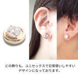 Ｎoalleノアーレ　マグネット式　ノンホールピアス　【片耳】　丸型ゴールド×クリアー　【本体/付属品シートセット】