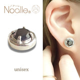 Ｎoalleノアーレ　マグネット式　ノンホールピアス　【片耳】　丸型シルバー×ブラック　【本体/付属品シートセット】