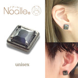 Ｎoalleノアーレ　マグネット式　ノンホールピアス　【片耳】　四角ブラック×ブラック　【本体/付属品シートセット】