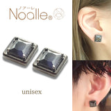 Ｎoalleノアーレ　マグネット式　ノンホールピアス　【両耳飾りのみ】　四角ブラック×ブラック