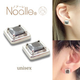 Ｎoalleノアーレ　マグネット式　ノンホールピアス　【両耳飾りのみ】　四角シルバー×ブラック
