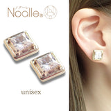 Ｎoalleノアーレ　マグネット式　ノンホールピアス　【両耳飾りのみ】　四角ゴールドー×クリアー