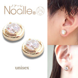 Ｎoalleノアーレ　マグネット式　ノンホールピアス　【両耳飾りのみ】　丸型ゴールド×クリアー