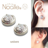 Ｎoalleノアーレ　マグネット式　ノンホールピアス　【両耳飾りのみ】　丸型シルバー×クリアー