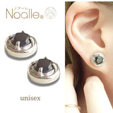 Ｎoalleノアーレ　マグネット式　ノンホールピアス　【両耳飾りのみ】　丸型シルバー×ブラック