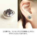 Ｎoalleノアーレ　マグネット式　ノンホールピアス　【両耳飾りのみ】　丸型シルバー×ブラック