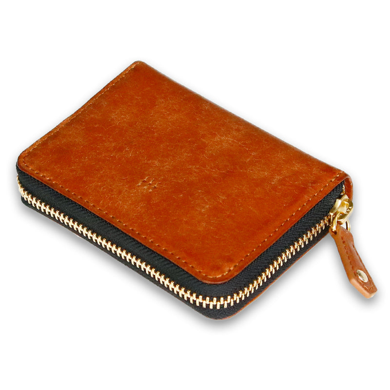 お札は折らず膨らまないラウンドzipミニ財布 SATTO Pro - サットプロ - / Cognac