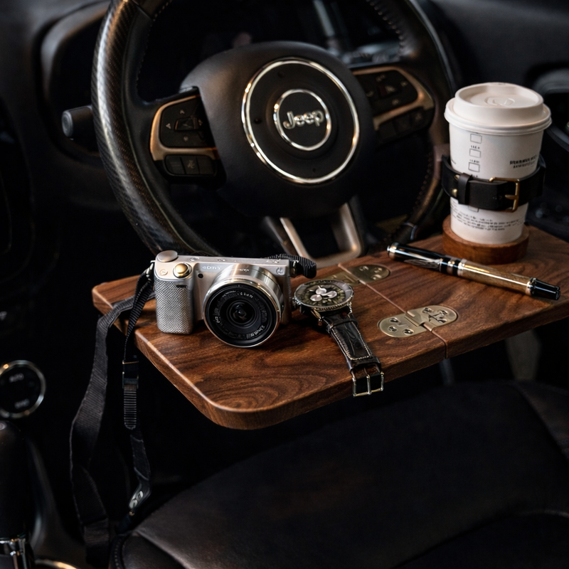 もう誰にも邪魔されない自分だけの秘密基地！移動できる書斎｜折りたためる車載デスク（ウォールナット）