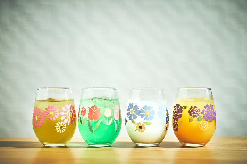 飲み物の温度で絵柄が変わる！「時代を味わう」昭和レトロな懐かしのデザイングラス （4個セット）