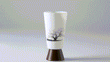 【有田焼】冷水を注ぐとダブル満開桜、超薄型磁器パールシェルグラスのショットグラス