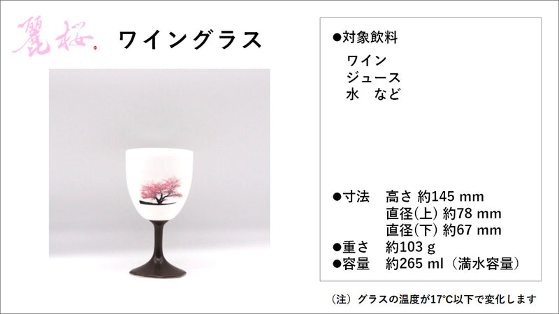 【有田焼】冷水を注ぐとダブル満開桜、超薄型磁器パールシェルグラスのワイングラス