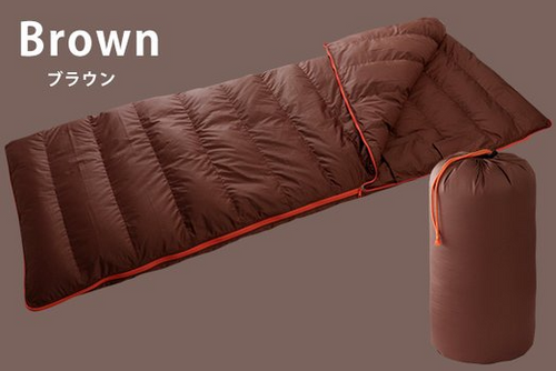 ダウンシュラフ（寝袋）になる日本製 多機能 羽毛布団【ブラウン】