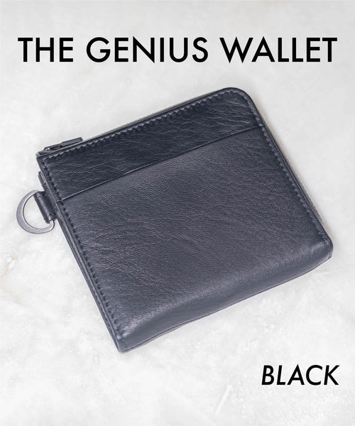 【1秒会計】最小・無くさない！国産の超撥水本革『天才ミニ財布／THE GENIUS WALLET』BLACK