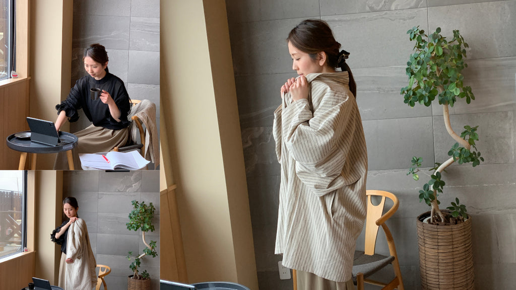 動きやすくておしゃれな伝統型 もじり袖アウター 『moji凛』生成り