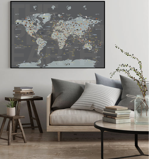 インテリアのための世界地図  (アートポスター）