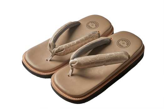 サン駄（江戸前sandal） クロコ柄グレー Ｓ（２５-２５．５cm）