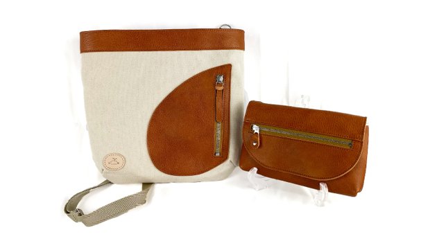 鞄と財布が一つになるバッグinウォレット「DUO」デュオ　キャメル×オフホワイト