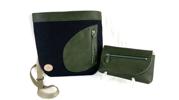 鞄と財布が一つになるバッグinウォレット「DUO」デュオ　グリーン×ブラック