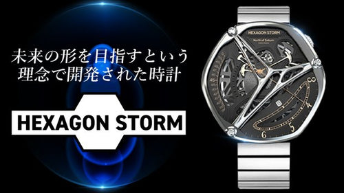 六角形の腕時計【HEXAGON STORM】（カラー：ブラック）