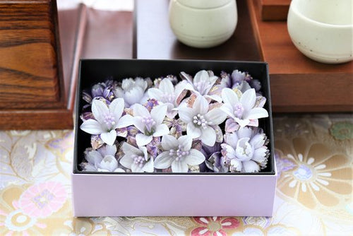 日本の造花職人が作る 鎮魂の箱花「祈花」いのりか　紫