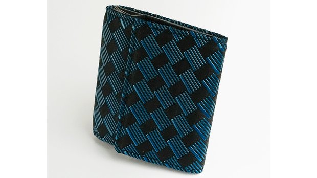 印伝折財布　アジロ市松（ターコイズブルー）　1個