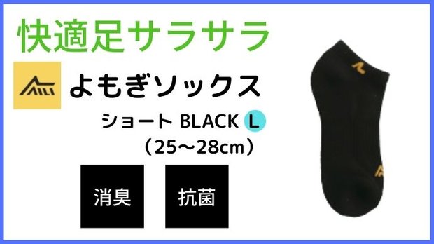 AILI よもぎソックス　ショート  BLACK Ｌ　25-28cm
