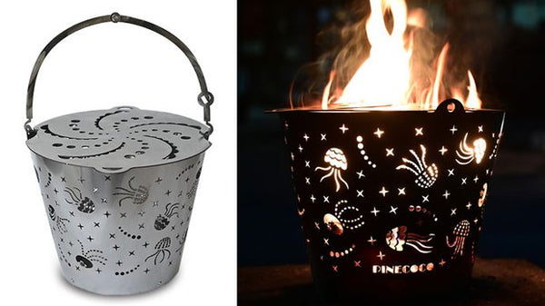 ハンドメイドステンレス製焚き火バケット ハンドメイドステンレス製焚き火バケット